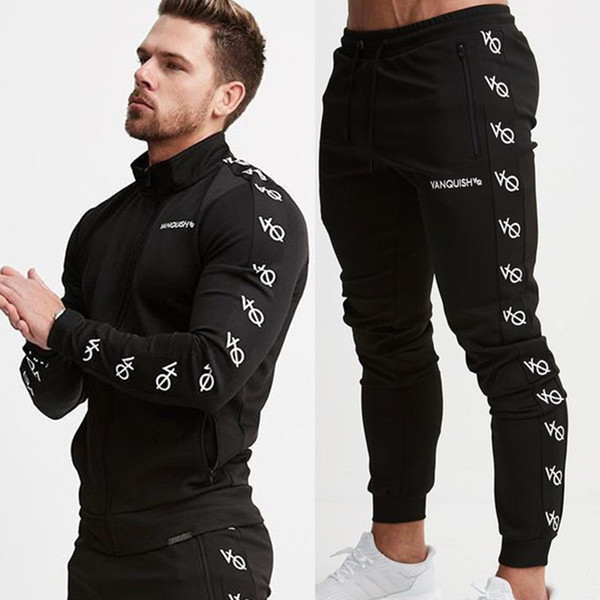 Mens Running Sportswear Sweatshirt/Sweatpants Trousers Gym Fitness Training Jackets Pants 2pcs/Sets Male Joggers Sports Clothing