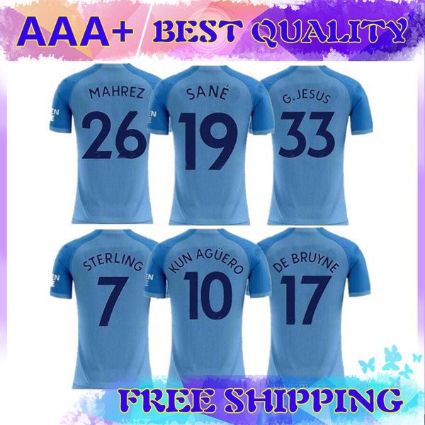 19 20 KUN AGUERO 10 soccer jersey home away 2019 2020 MANCHESTER STERLING SANE MAHREZ DE BRUYNE G.JESUS city Camiseta football shirt