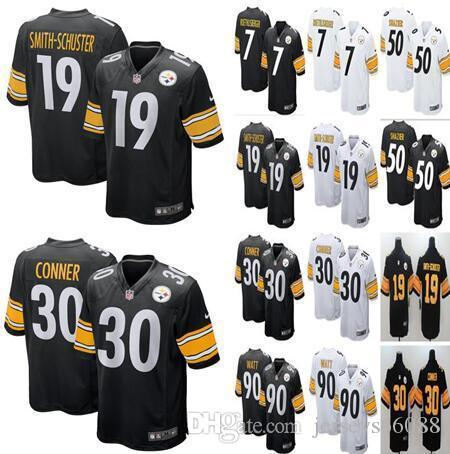 Men's womens kid Pittsburgh Jersey Steelers 19 Juju Smith-Schuster 7 Ben Roethlisberger 90 T.J. Watt 30 James Conner 50 Ryan Shazier je