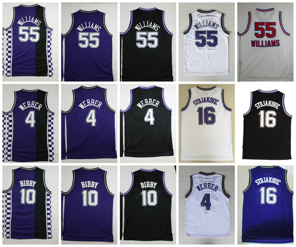 Best Quality 55 Jason Williams Jerseys 4 Chirs Webber Jerseys 16 Peja Stojakovic 10 Mike Bibby Jersey Stitched Mens S-XXXL