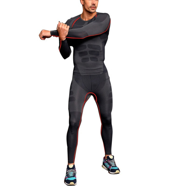 2018 men's outdoor sports pants compression running fitness training base layer skin sports tights