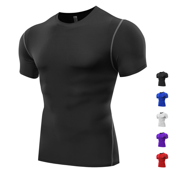 2019 New Fashion Men Sport Jerseys Short Sleeve T shirt for Running Gym Training Wear Fitness Tee Yoga Training Tops Compression T Shirt Men