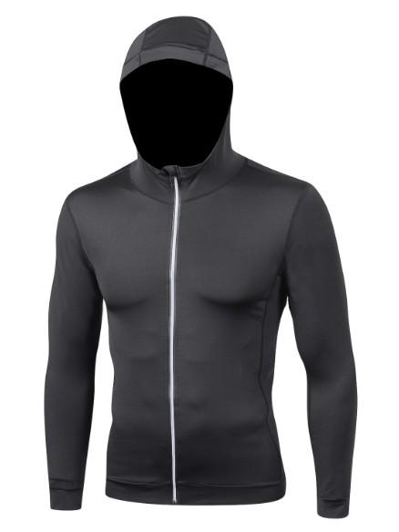 2019 Fitness clothing men's autumn and winter running jacket sports long-sleeved cardigan hooded tights training Customized production