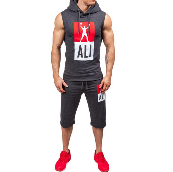 men's running suit fitness training sleeveless loose men's clothing Running Wear 2018 new men's designer sports suit