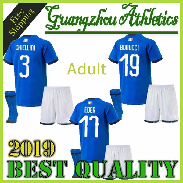 Italy maillot de foot 2018 Adult Kits+Socks soccer Jersey CANDREVA CHIELLINI EL SHAARAWY BONUCCI INSIGNE chandal 2019 mens Football Shirt