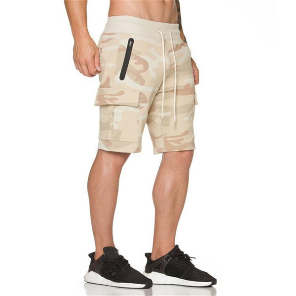 Fitness summer sports shorts men's shorts running basketball quick-drying loose breathable khaki camouflage five