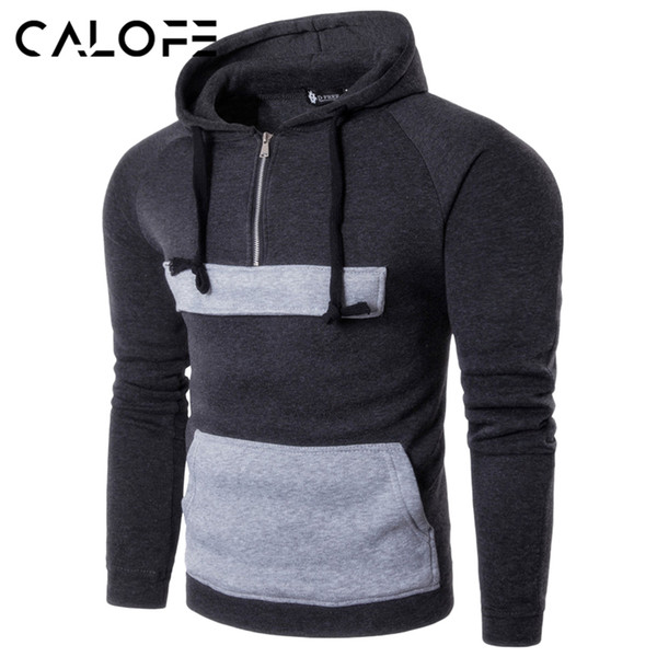 CALOFE Sport Hoodie Jacket Front Zipper Pocket Sweatshirt Hoodies Patchwork Running Jackets Autumn Winter Fitness Top Coats z30