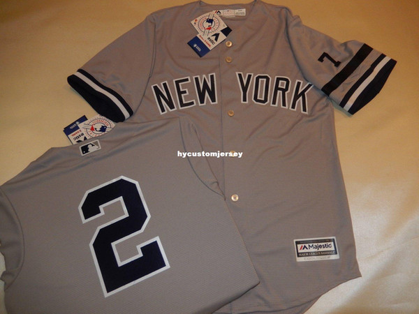 Cheap custom New York #2 DEREK JETER 1995 Baseball Jersey W/MANTLE #7 GRAY New Mens stitched jerseys Big And Tall SIZE XS-6XL For sale