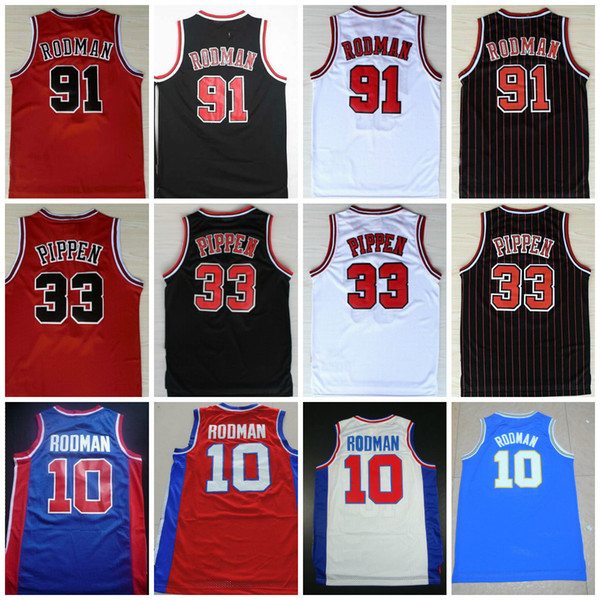 Oklahoma Savages #91 Dennis Rodman Jersey #33 Scottie Pippen Jerseys The Worm 10 Dennis Rodman Mens Stitched Red White Black Free Shipping