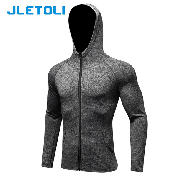 JLETOLI Running Sport Jacket Men Breathable Quick Dry Yoga Fitness Jerseys Sports Wind Coat Comfortable Sweatshirts