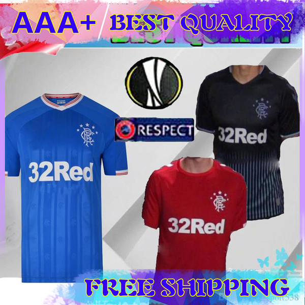 Thai quality 2019 2020 Glasgow Rangers FC Home Blue TAVERNIER Soccer Jerseys 19 20 Rangers MURPHY FC Away black Football Shirt