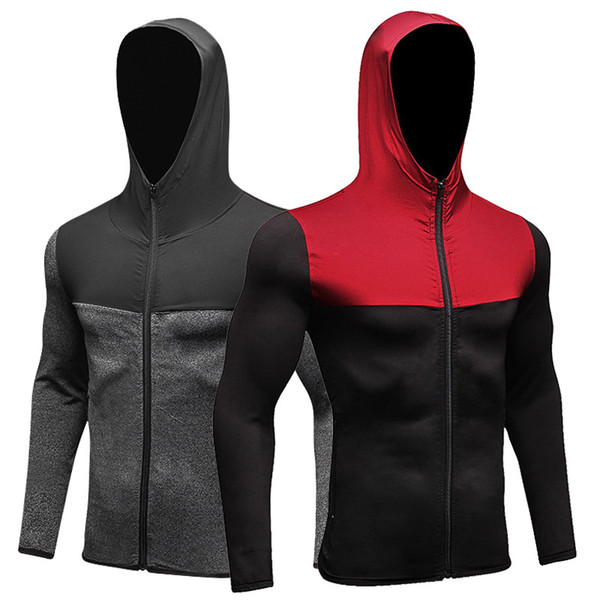 Brand NEW Mens Running Jackets Sports Coat Soccer Training Jersey Zipper Jogging Sweatshirts GYM Fitness Tights Hooded Jacket