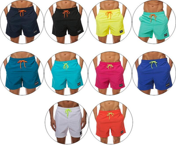 Men Gyms Shorts Fitness Summer Bodybuilding Short Pants Beach Pant solid color men's swimming trunks