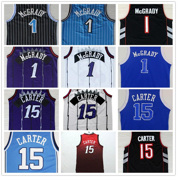 Men's Tracy 1 McGrady Jersey embroidery North Carolina Vince 15 Carter Basketball College Jersey 2017 New Blue Purple Black White