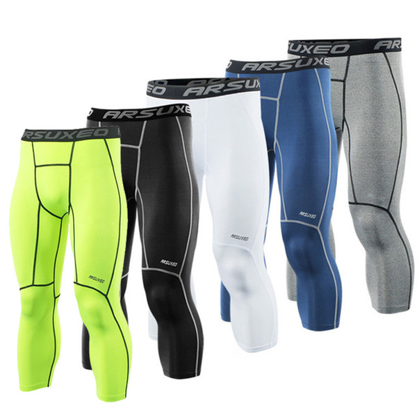 Wholesale Men's Sports Compression Tights Base Layer Running Tights 3/4 Pants Run GYM Fitness Active Training Exercise Pants