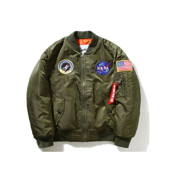 2018 Thin Fall-Flight Pilot Jacket Coat Bomber Ma1 Men Bomber Jackets Nasa Embroidery Baseball Military Coat M-4XL