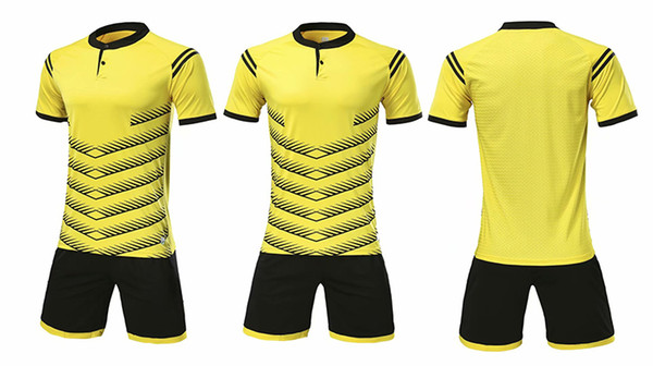 High Quality 2018 Quick Dry Running yellow t-shirts suits for Men with Short Sleeve Sports Soccer Training 1705