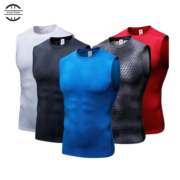 Yel High Elastic Men's Compression Tights Gym Vest Top Quick Dry Sleeveless Sport Shirt Mens Vest Sport Tee Cool Running