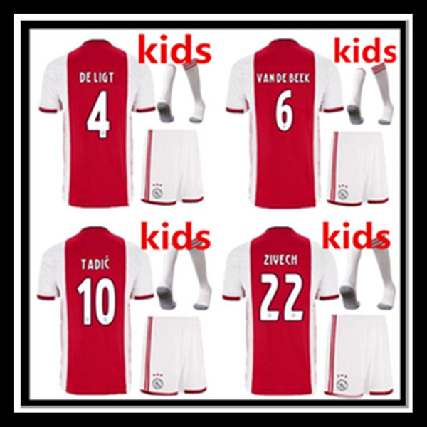 19 20 Ajax HUNTELAAR Soccer Jersey DOLBERG 2020 ZIYECH Home Away Football Jerseys NERES YOUNES L.SCHONE children kit Shirt kids socks