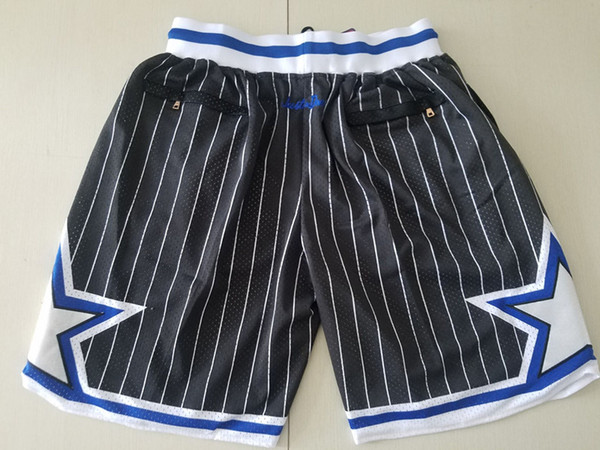 New Shorts Team Shorts 92-93 Vintage Baseketball Shorts Zipper Pocket Running Clothes Black White Stripe Color Just Done Size S-XXL