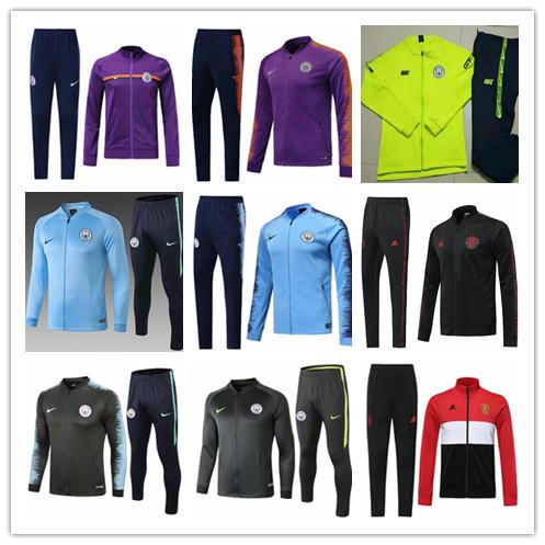 Manchester jacket suit TRACKSUIT outfits FULL ZIPPER SET Jacket Pants 2018-19 DE BYUYNE KUN AGUERO manchester football jerseys sportswear