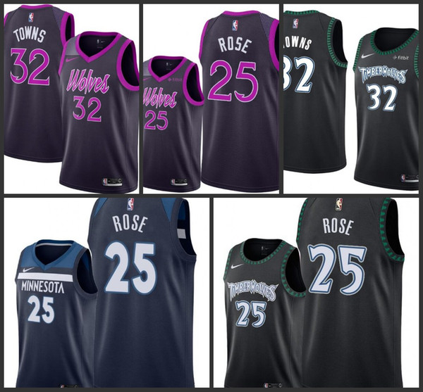 18-19 Season Minnesota Men Timberwolves Jerseys Karl Anthony Towns Derrick Rose City Jersey Edition Free shipping