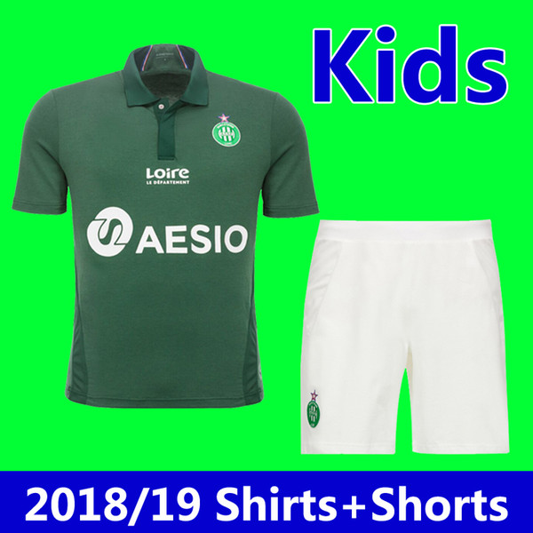 18 19 kids kits as Saint-Etienne soccer Jerseys boys 2018 2019 kids kit as Saint-Etienne home khazri child football Shirt