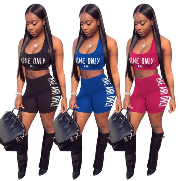 3 Colors ONE AND ONLY Letter Printed Short Suit Short Sleeve T-shirt Short Pants Outfits Tracksuit Outdoor Sportswear 2pcs/set CCA9847 6set