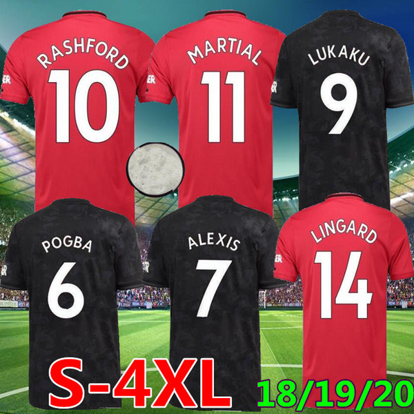 Size S-4XL Thailand FC POGBA soccer jersey 2019 2020 LINGARD LUKAKU RASHFORD football shirt UniTEd UtD 19 20 uniforms man jerseys Manchester