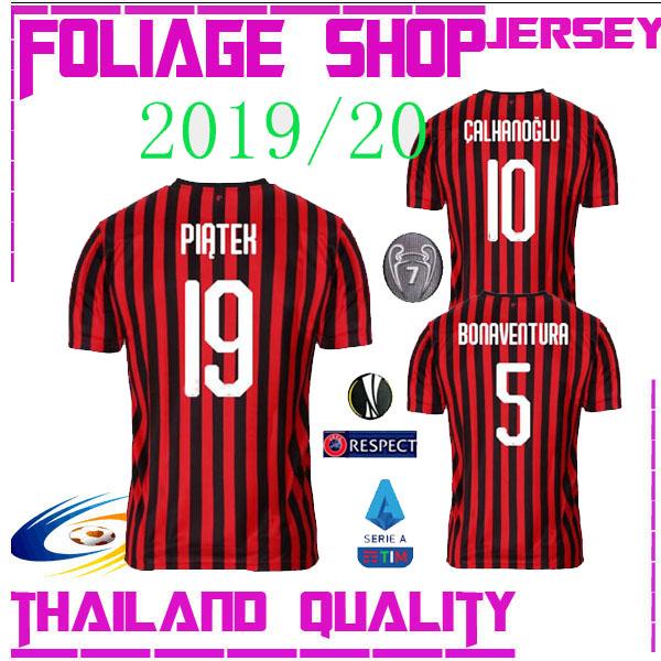 AC milan 19 20 soccer jerseys 2019 2020 ac milan adult football shirt PAQUETA BORINI PIATEK CALDARA CUTRONE Camisa CALHANOGLU PIATEK maillot