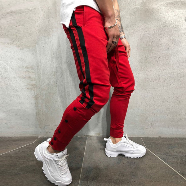 2018 Autumn Men Running Pants Hip Hop Harem Joggers Pants Trousers Mens Joggers Side Striped Drawstring Fitness Sweatpants