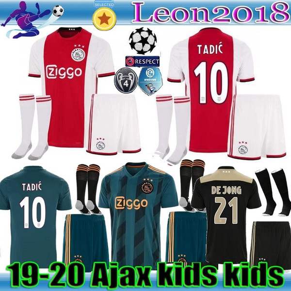 kids kit 2019 2020 Ajax FC Soccer Jersey 19 20 ZIYECH TADIC HUNTELAAR DOLBERG SCHONE Home away youth Jerseys Football Shirts