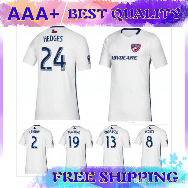 2019 2020 MLS FC Dallas SOCCER JERSEY AWAY WHITE 19 20 HEDGES GRUEZO ACOSTA ONDRASEK POMYKAL CANNON football shirts top quality