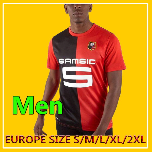 New 2019 2020 Stade Rennais Men's home Soccer Jerseys 19 20 Stade Rennais Hunou Sarr Arfa Football shirt 2019/20 Red black jerseys