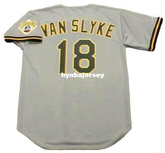 Cheap Custom ANDY VAN SLYKE Pittsburgh Stitched 1992 Majestic Vintage Away Baseball Jersey Retro Mens Jerseys Running