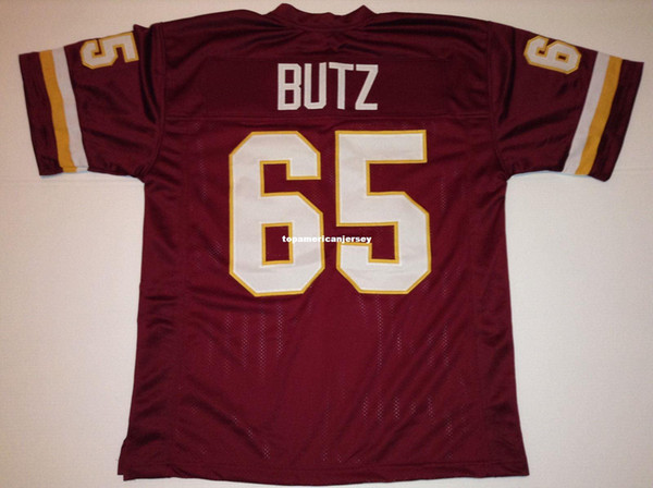 Cheap Retro custom Sewn Stitched #65 Dave Butz Burgundy MITCHELL & NESS Jersey Top S-5XL,6XL Men's Football Jerseys Rugby