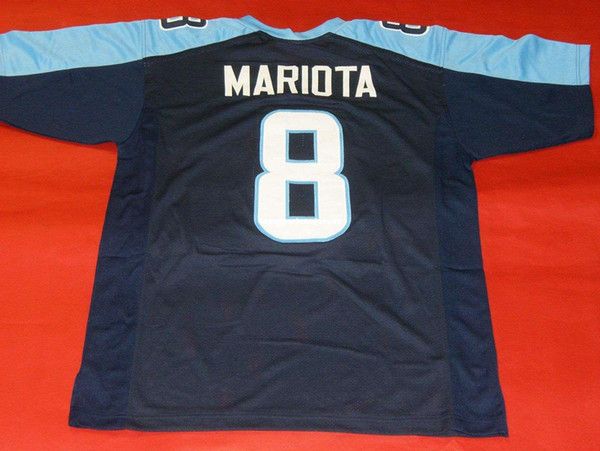 Cheap retro #8 MARCUS MARIOTA CUSTOM MITCHELL & NESS Jersey bule Mens Stitching Top S-5XL,6XL Football Jerseys Running