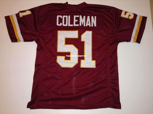 Cheap Retro custom Sewn Stitched #51 Monte Coleman Burgundy MITCHELL & NESS Jersey Top S-5XL,6XL Men's Football Jerseys Running