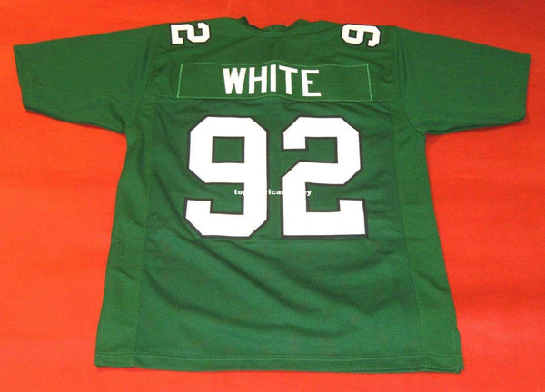 Cheap retro #92 REGGIE WHITE CUSTOM MITCHELL & NESS Jersey green Mens Stitching Top S-5XL,6XL Football Jerseys Running