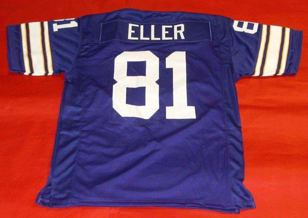 Cheap retro #81 CARL ELLER CUSTOM MITCHELL & NESS Jersey purple Mens Stitching Top S-5XL,6XL Football Jerseys Running