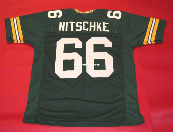 Cheap retro #66 RAY NITSCHKE CUSTOM GREEN MITCHELL & NESS Jersey Mens Stitching Top S-5XL,6XL Football Jerseys Running