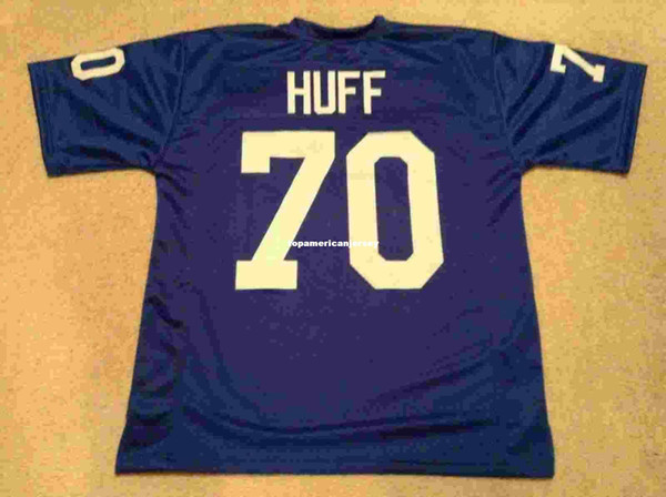 Cheap Retro custom Sewn Stitched #70 Sam Huff Blue MITCHELL & NESS Jersey Top S-5XL,6XL Men's Football Jerseys Rugby