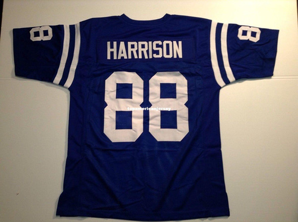 Cheap Retro custom Sewn Stitched #88 Marvin Harrison Blue MITCHELL & NESS Jersey Top S-5XL,6XL Men's Football Jerseys Rugby