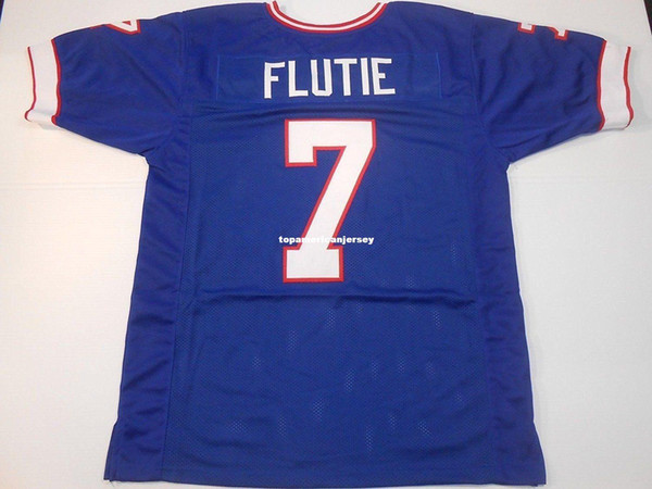 Cheap Retro custom Sewn Stitched #7 Doug Flutie Blue MITCHELL & NESS Jersey Top S-5XL,6XL Men's Football Jerseys Running