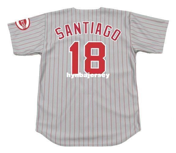 Cheap Custom BENITO SANTIAGO Cincinnati Stitched 1995 Majestic Vintage Away Baseball Jersey Retro Mens Jerseys Running