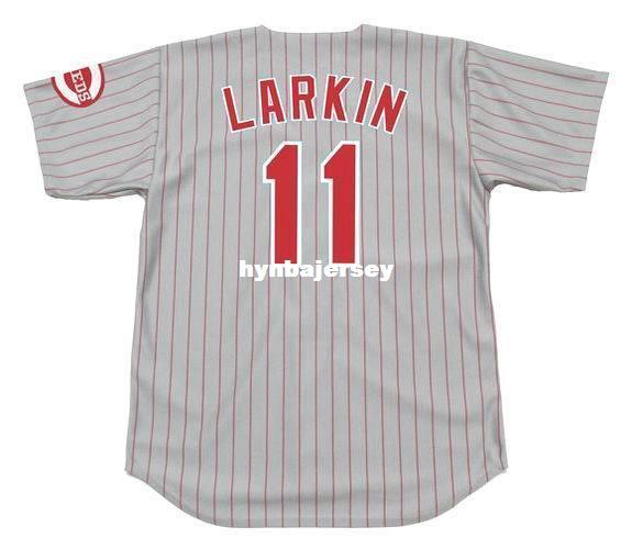 Cheap Custom BARRY LARKIN Cincinnati Stitched 1993 Majestic Vintage Away Baseball Jersey Retro Mens Jerseys Running