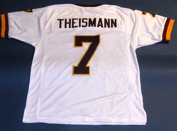 Cheap retro #7 JOE THEISMANN CUSTOM MITCHELL & NESS Jersey white Mens Stitching Top S-5XL,6XL Football Jerseys Running