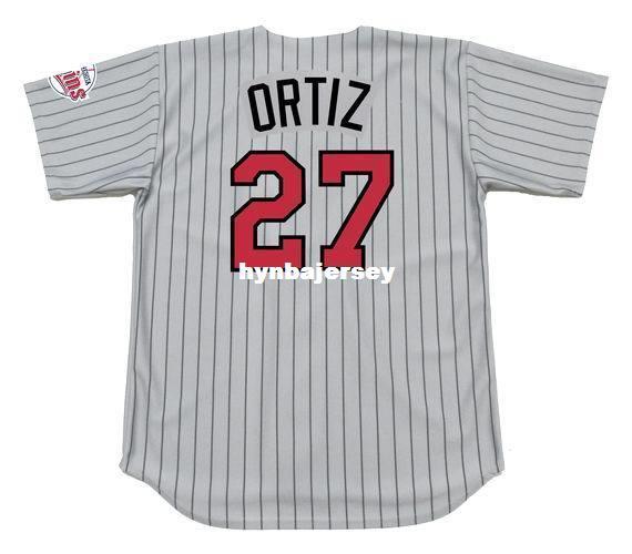 Cheap Custom DAVID ORTIZ Minnesota Stitched 2002 Majestic Vintage Away Baseball Jersey Retro Mens Jerseys Running