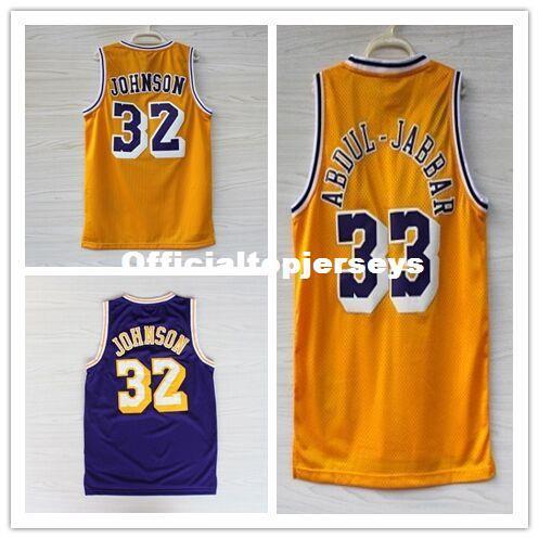 New Mens #33 Kareem Abdul Jabbar #32 JohnsonTop Basketball Jersey US Size XS-6XL Stitched Best Quality vest Jerseys Ncaa