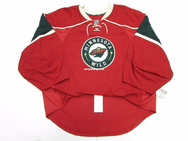 Wholesale customization MINNESOTA WILD HOME TEAM ISSUED JERSEY GOALIE CUT Mens Stitched Personalized hockey Jerseys